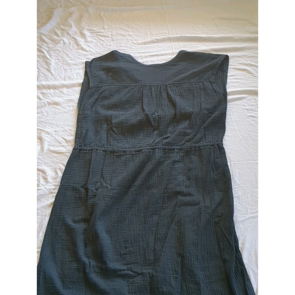 Pact Coastal Double Gauze Midi Dress Tie Front Size Large Charcoal Gray Sz Large - Picture 4 of 10